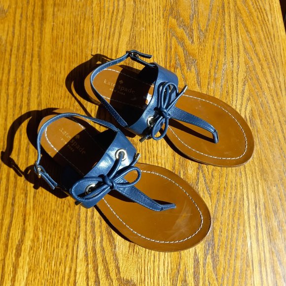 Kate Spade Navy Blue Thong Sandals - Picture 3 of 16